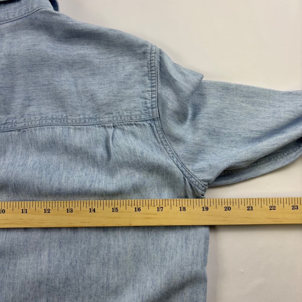 Faherty Brand Light Indigo Tencel Linen Button Down Shirt Womens XS Long Sleeve - Picture 7 of 8